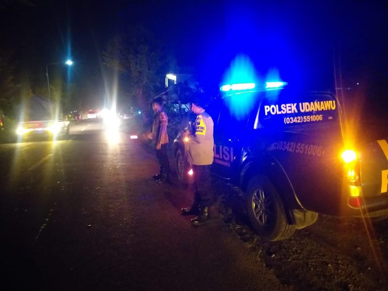 Jaga Kamtibmas Lebaran , Polsek Udanawu Gelar Patroli Blue Light