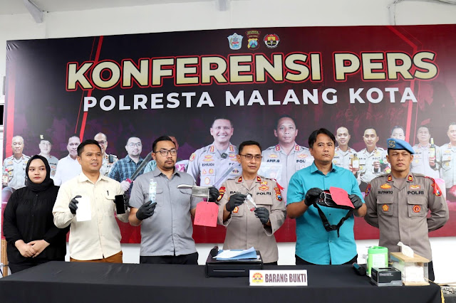 Polresta Malang Kota Press Release Kasus Pembobolan Ruko Yang Ditingal Mudik Lebaran