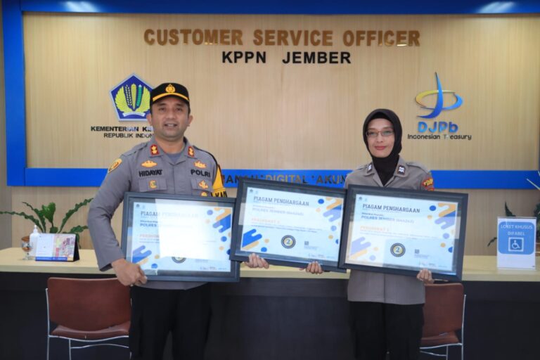 Polres Jember Raih Penghargaan Kinerja Satker Periode Semester I T.A. 2023 Oleh KPPN Jember