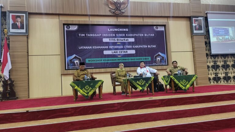 DISKOMINFO KABUPATEN BLITAR GELAR WORKSHOP DAN LAUNCHING TIM TANGGAP INSIDEN SIBER DAN LAYANAN KEAMANAN INFORMASI CYBER KABUPATEN BLITAR (LAKI CETAR)