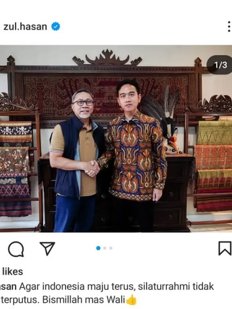 Zulhas Unggah Foto Bareng Gibran, Bismillah Mas Wali