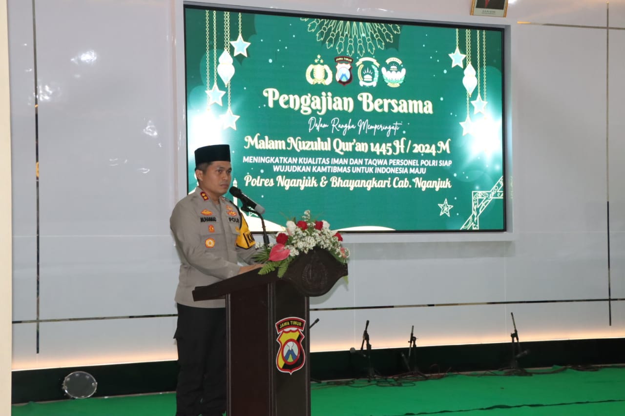 Polres Nganjuk Gelar Pengajian Bersama Dalam Rangka Peringati Malam Nuzulul Qur’an 1445H/2023 M