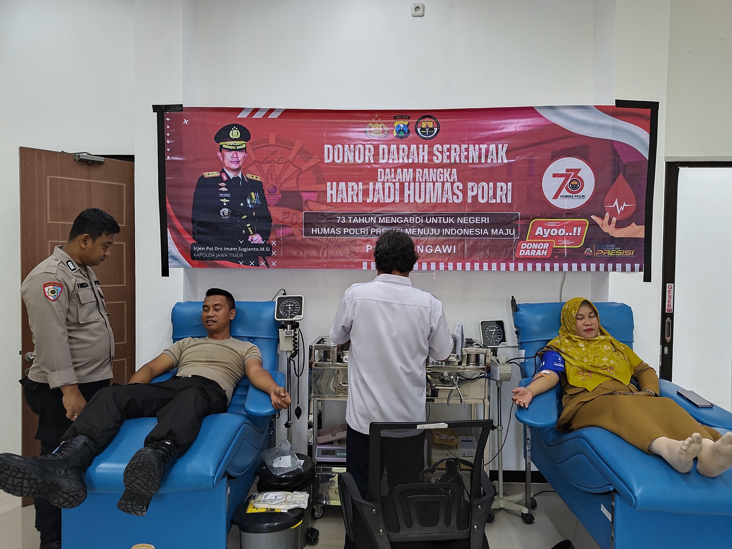 Polres Ngawi Gelar Donor Darah Serentak, Sambut Hari Jadi Humas ke 73