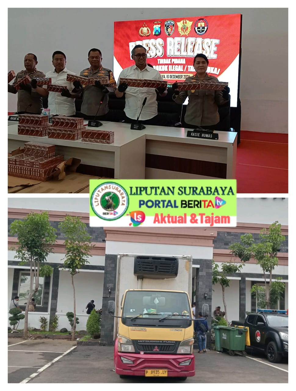 Satreskrim Polrestabes Surabaya Amankan Satu Truk Box Bermuatan Rokok llegal