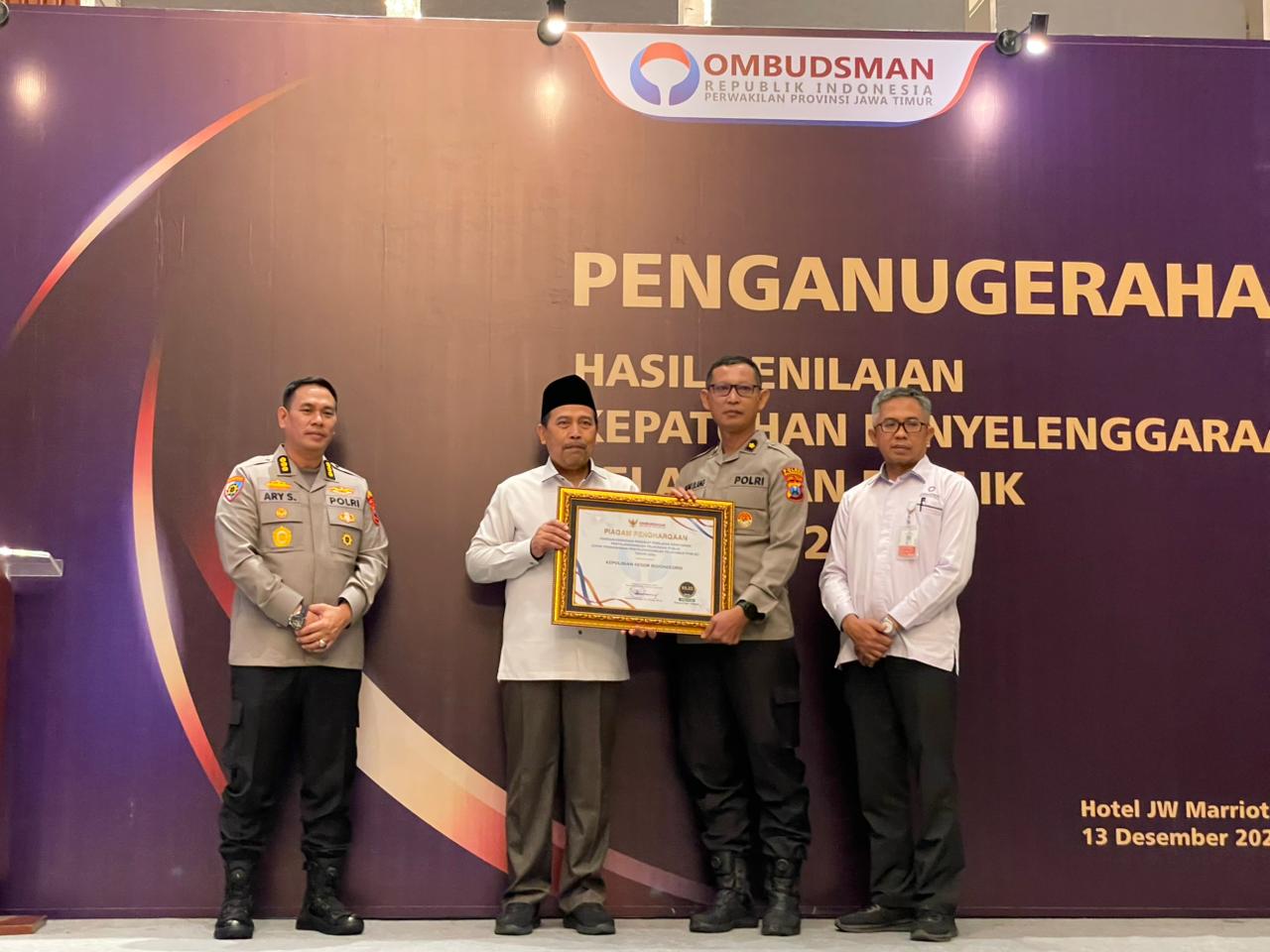 Polres Bojonegoro Meraih Predikat Kualitas Tinggi Pelayanan Publik Terbaik Nasional