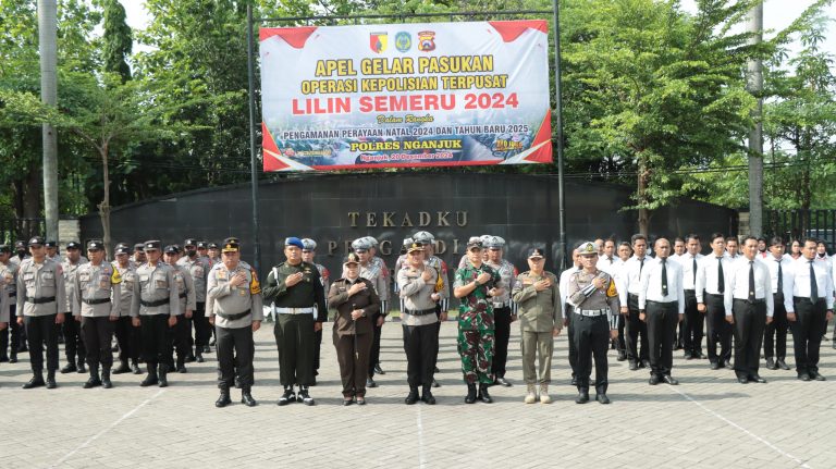 Apel Gelar Pasukan Operasi Lilin Semeru 2024, Polres Nganjuk Nyatakan Siap Amankan Nataru