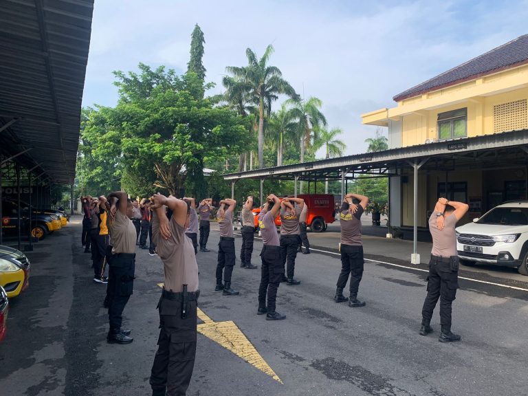 Kasat Samapta Pimpin latihan Fisik Anggota Dalmas Polres Nganjuk, Disiapkan Dalam Rangka Pam Libur Panjang