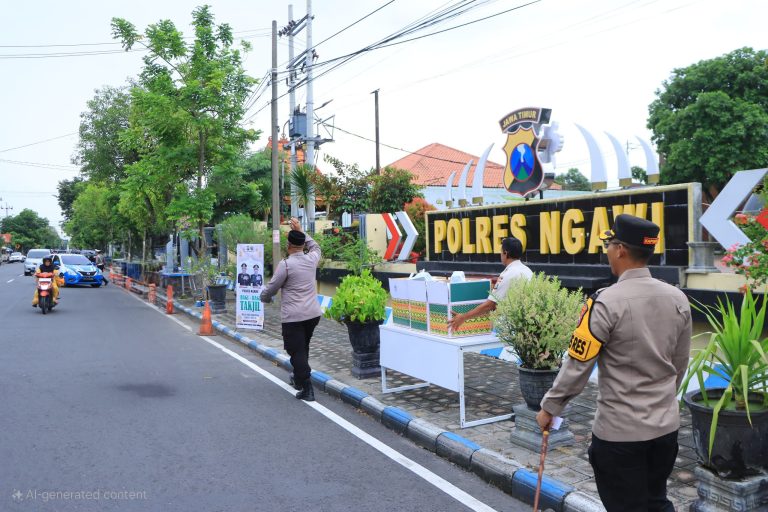 Pengguna Jalan di Depan Polres Ngawi, Antusias Menerima Takjil dari Polisi
