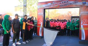Peringati Hari Bhayangkara ke-79 dan HKGB ke-73, Polres Ngawi Gelar Olahraga Bersama TNI